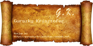 Gurszky Krisztofer névjegykártya